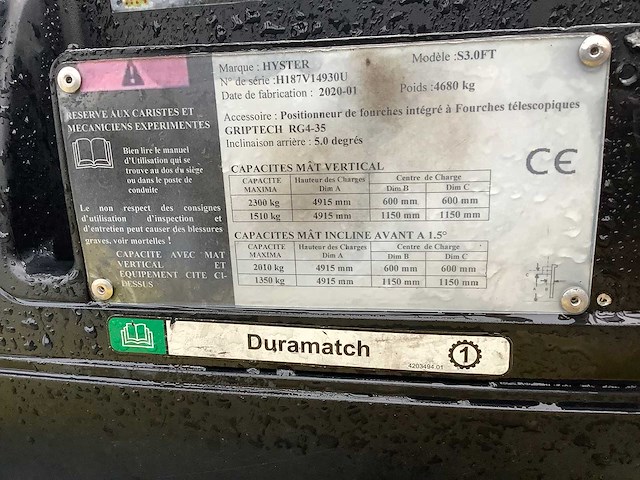 Hyster - 2020 - s3.0ft - vorkheftruck - afbeelding 5 van  5