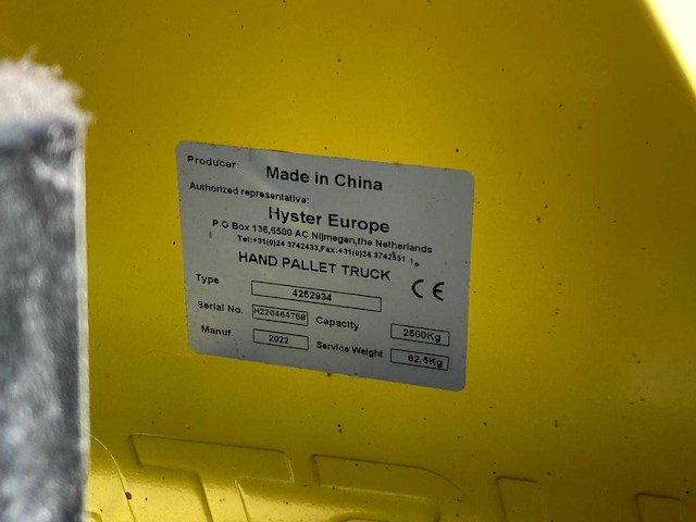 Hyster - 2022 - palletwagen 2.5t - afbeelding 2 van  5
