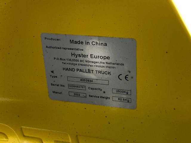 Hyster - 2022 - palletwagen 2.5t - afbeelding 2 van  5