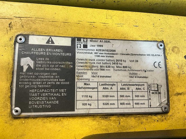 Hyster 1.50xl vorkheftruck - afbeelding 7 van  19