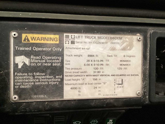 Hyster h 40 xm vorkheftruck - afbeelding 5 van  15