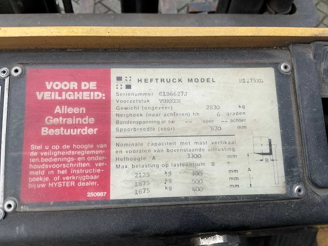 Hyster h1.75xl vorkheftruck - afbeelding 10 van  11