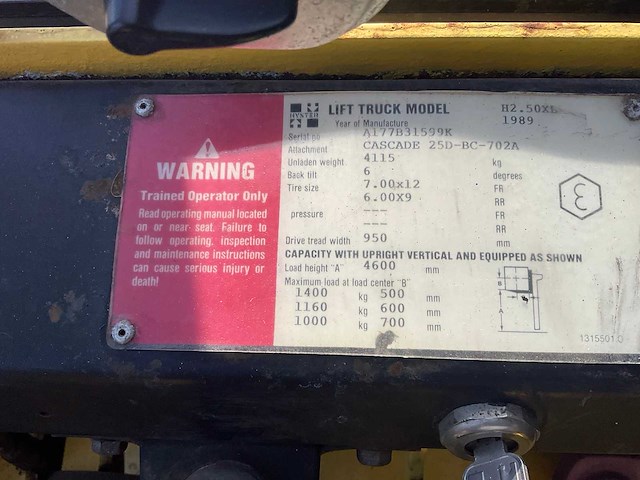 Hyster h2.50 xl vorkheftruck - afbeelding 6 van  12
