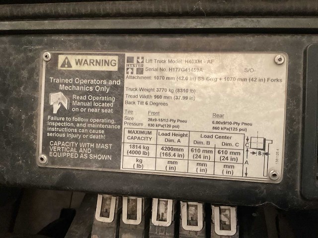 Hyster h40xm vorkheftruck - afbeelding 11 van  13