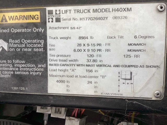 Hyster h40xm vorkheftruck - afbeelding 14 van  14