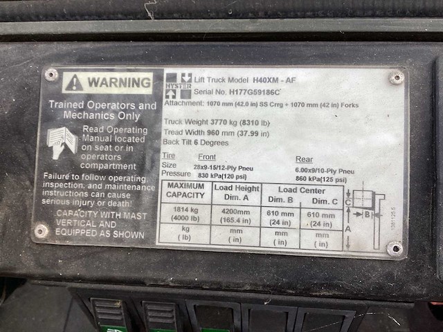 Hyster h40xm vorkheftruck - afbeelding 5 van  14