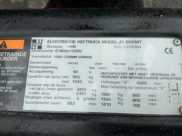 Hyster j1.80xmt vorkheftruck elektrisch - afbeelding 2 van  10