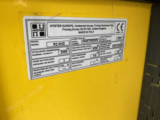 Hyster r2.ohd reach truck - afbeelding 11 van  36