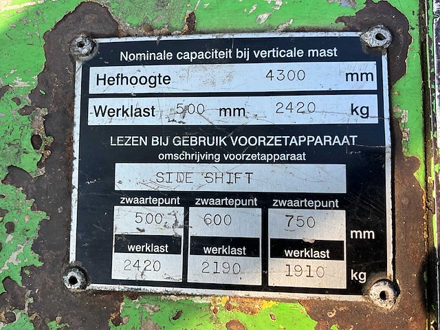 Hyster xl2.5 - vorkheftruck - met kenteken - sideshift - 4,3m - afbeelding 15 van  17