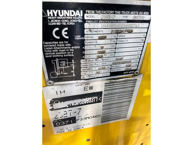 Hyundai - 2012 - 20bt7ac - vorkheftruck - afbeelding 17 van  17
