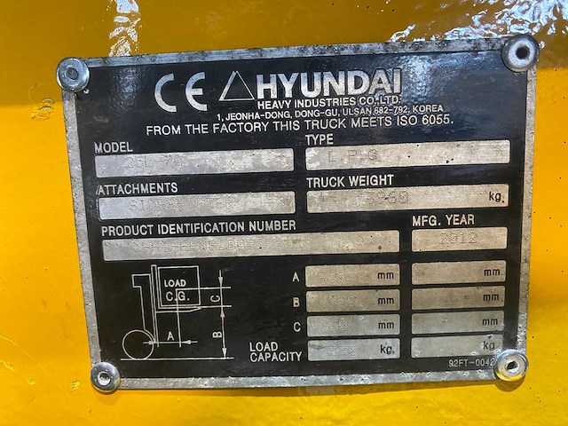 Hyundai - 2012 - 25l-7a - vorkheftruck - afbeelding 2 van  9