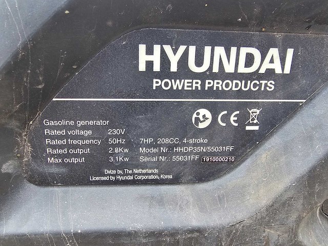Hyundai - generator 7 hp - 208cc - benzinemotor 4-takt - afbeelding 3 van  6