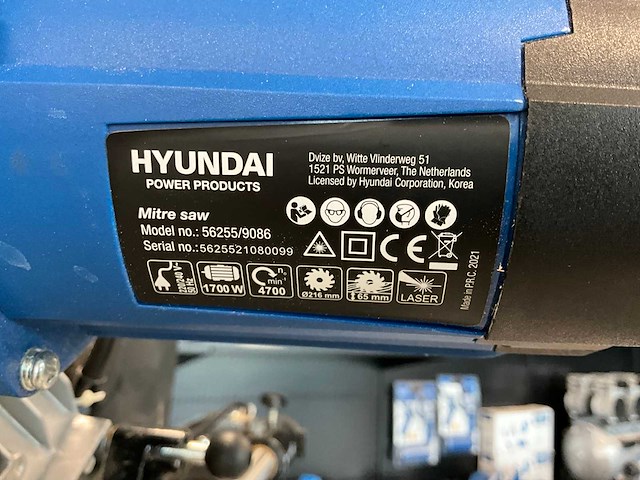 Hyundai 56255 afkortzaag / verstekzaag op onderstel - afbeelding 5 van  7