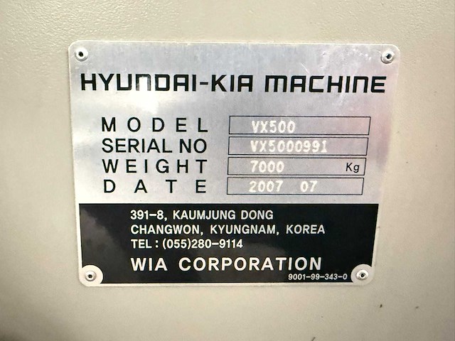 Hyundai-kia vx 500 cnc vertical machining centre 2007 - afbeelding 3 van  6