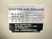 Hyundai-kia vx 500 cnc vertical machining centre 2007 - afbeelding 3 van  6
