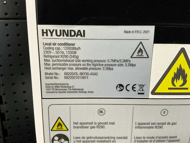 Hyundai ol-bky35-a5a2 mobiele airco - afbeelding 4 van  4