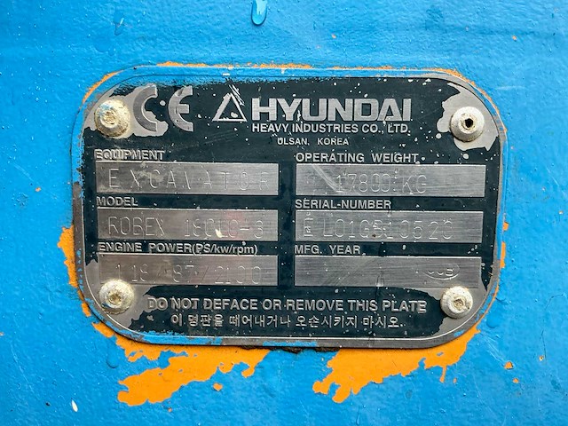 Hyundai robex 180lc-3 rupsgraafmachine - afbeelding 40 van  44
