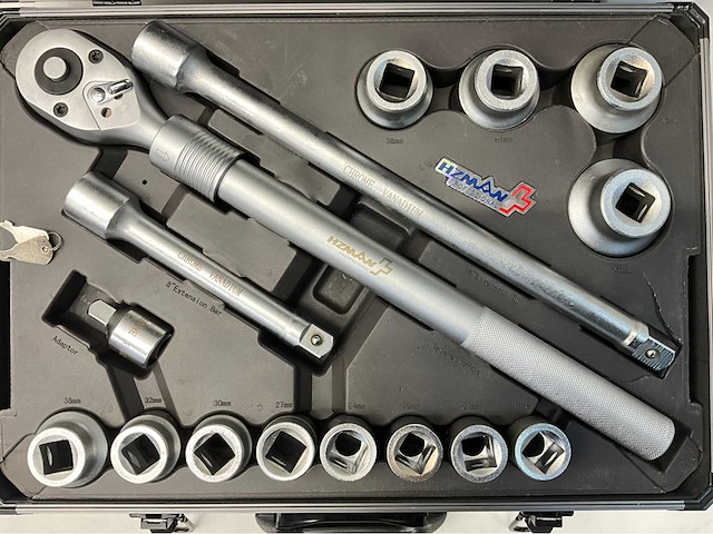 Hzman dopsleutelset in koffer 16 pcs- telescopische ratel uitschuifbaar - doppen 19 tm 50mm - afbeelding 4 van  13