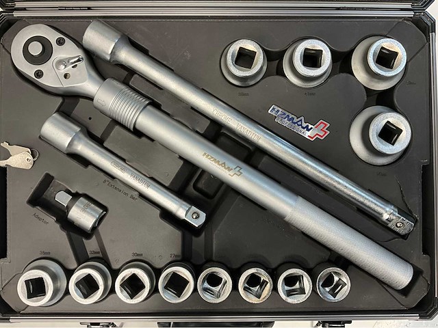 Hzman dopsleutelset in koffer 16 pcs- telescopische ratel uitschuifbaar - doppen 19 tm 50mm - afbeelding 8 van  16
