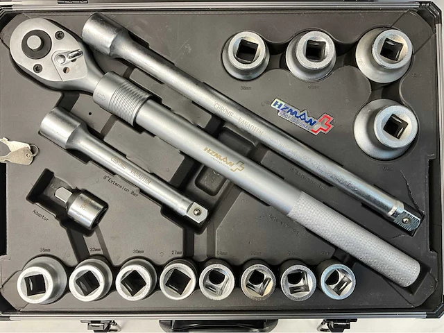 Hzman dopsleutelset in koffer 16 pcs- telescopische ratel uitschuifbaar - doppen 19 tm 50mm - afbeelding 6 van  16