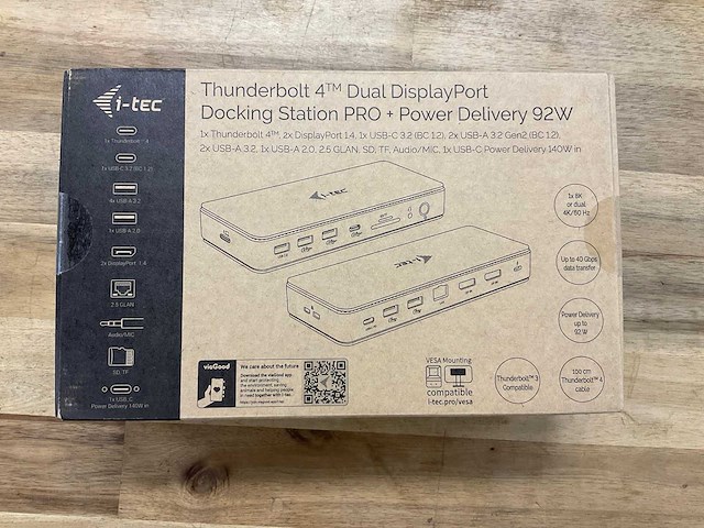 I-tec thunderbolt dual displayport dockingstation pro + power delivery 92w - afbeelding 1 van  2
