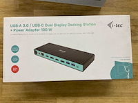 I-tec usb-a 3.0/usb-c dual display dockingstation + adapter - afbeelding 1 van  3