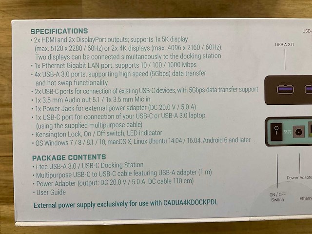 I-tec usb-a 3.0/usb-c dual display dockingstation + adapter - afbeelding 3 van  3