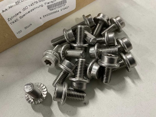 Ibc - rvs torx 40 bout voorzien van borgtandflens m8x16 (1000x) - afbeelding 1 van  5