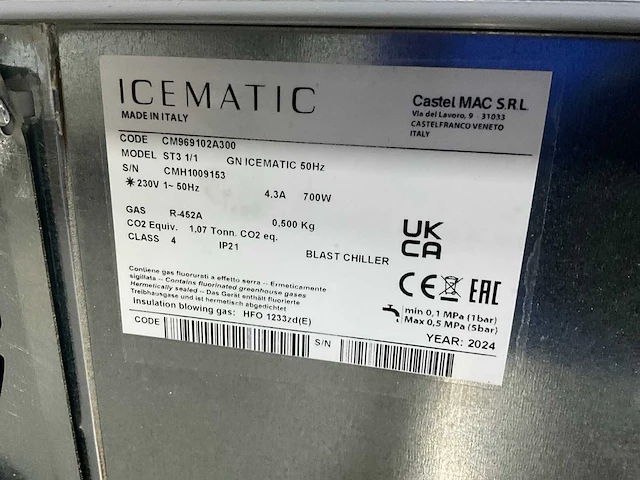 Icematic st31/1 blast chiller - afbeelding 4 van  12