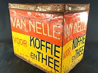 Iconisch vintage van nelle winkelblik voor koffie en thee, ontworpen in de jaren 1930 door de bekende ontwerper jac. jongert.