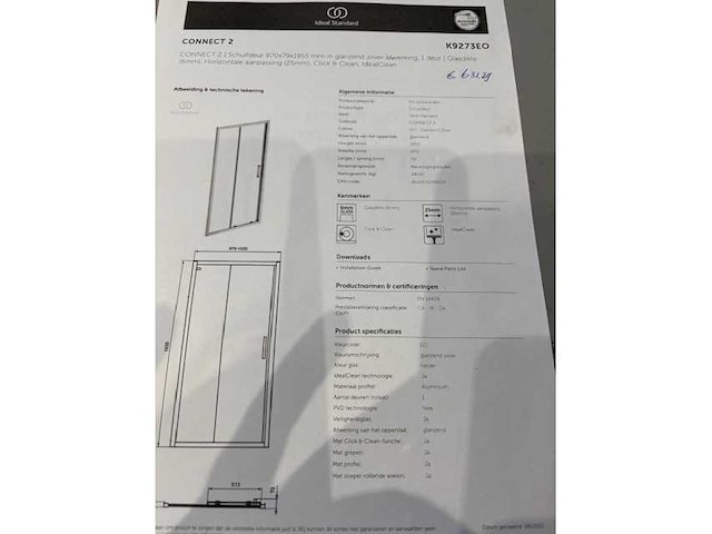 Ideal standard - douche wand /deur ideal standaard connect 2 - afbeelding 2 van  2