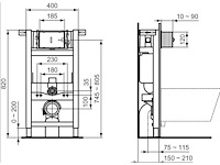 Ideal standard - prosys wc frame 150 m - wc-inbouwframe met inbouwreservoir - afbeelding 5 van  5
