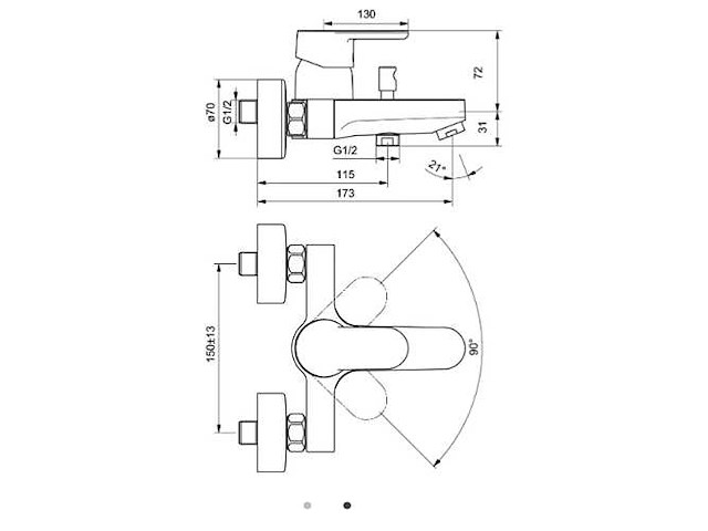 Ideal standard - vito b0412aa - - bad-/douchemengkraan (3x) - afbeelding 3 van  3