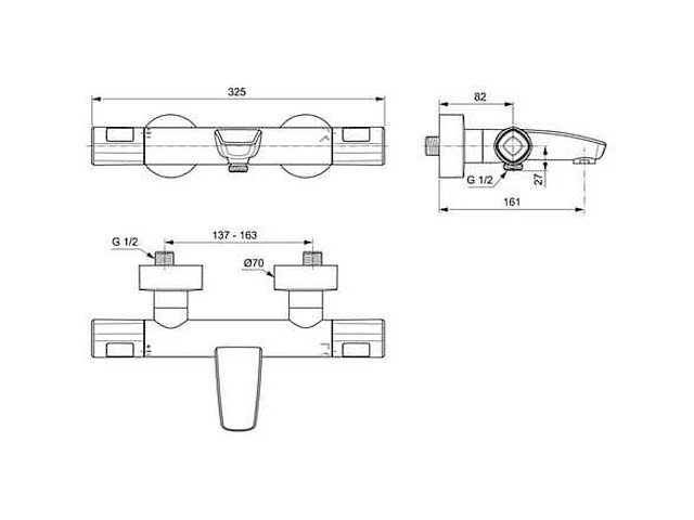 Ideal standard ceratherm t100 douchethermostaat (3x) - afbeelding 2 van  7