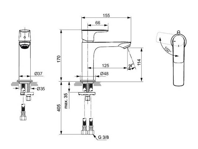 Ideal standard connect air wastafelkraan (10x) - afbeelding 2 van  7