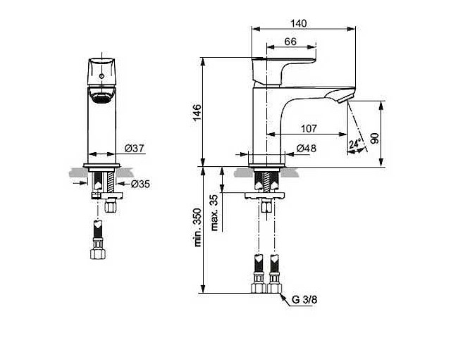 Ideal standard connect air wastafelkraan (2x) - afbeelding 3 van  5