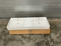 Ideal standard extra dubbele wastafel met 2 kraangaten en overloop - afbeelding 3 van  9