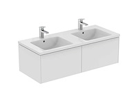 Ideal standard i.life-b vanity dubbele wastafel 121x52cm 2x 1 kraangat midden met overloop wit - afbeelding 3 van  6