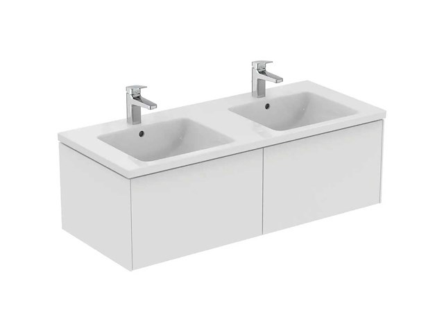 Ideal standard i.life-b vanity dubbele wastafel 121x52cm 2x 1 kraangat midden met overloop wit - afbeelding 5 van  6