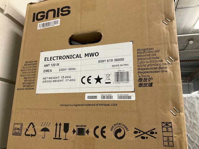 Ignis amt 120 ix inbouw magnetron - afbeelding 2 van  3