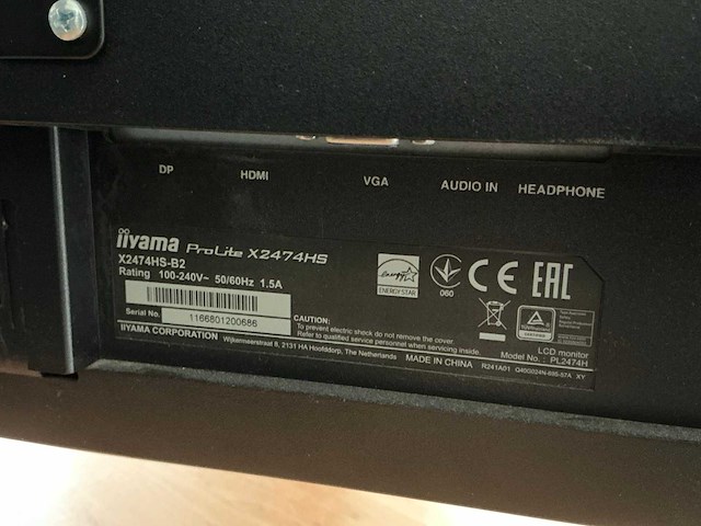 Iiyama prolite xu2493hs 24” full hd ips monitor (4x) - afbeelding 3 van  5