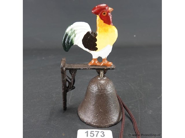 Ijzeren deurbel met haan in top - afbeelding 1 van  5