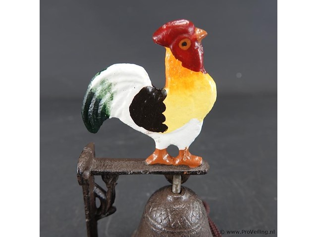 Ijzeren deurbel met haan in top - afbeelding 2 van  5