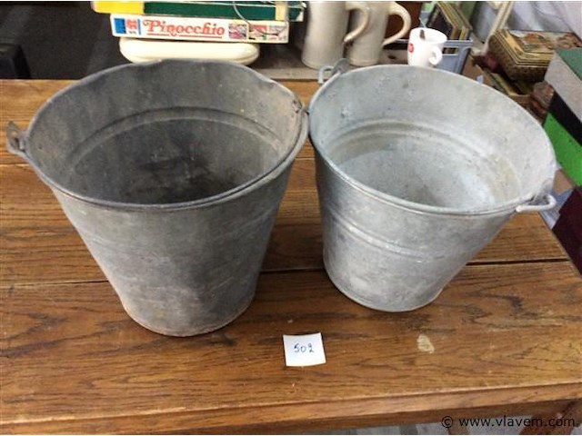 Ijzeren emmer 2stuks - afbeelding 1 van  2