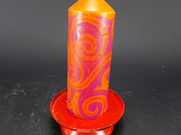 Ijzeren kaarsenstandaard met jaren 70 kaars - afbeelding 1 van  5