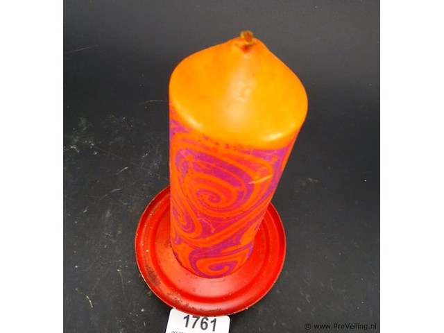 Ijzeren kaarsenstandaard met jaren 70 kaars - afbeelding 3 van  5