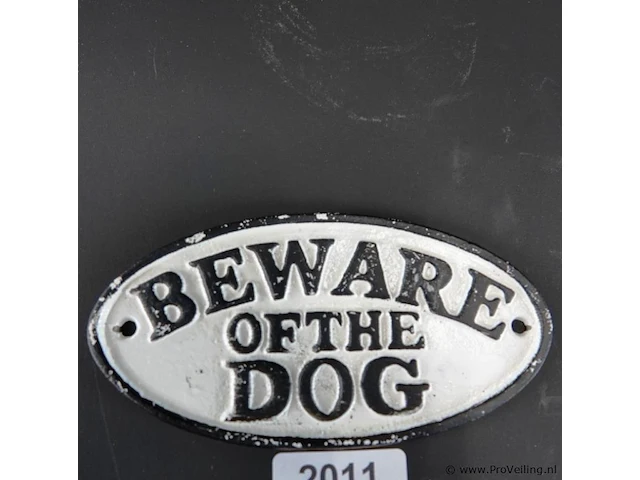 Ijzeren schild beware of the dog - afbeelding 1 van  5
