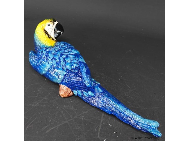 Ijzeren wanddecoratie in de vorm een blauw-gele ara - afbeelding 3 van  5