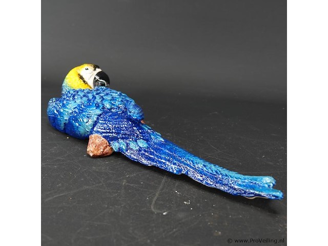 Ijzeren wanddecoratie in de vorm een blauw-gele ara - afbeelding 4 van  5