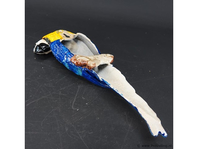 Ijzeren wanddecoratie in de vorm een blauw-gele ara - afbeelding 5 van  5